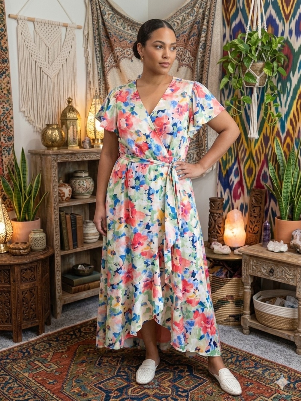 Nwt Nicole Miller Floral High-Low Wrap Dress — Multi-Color floral small